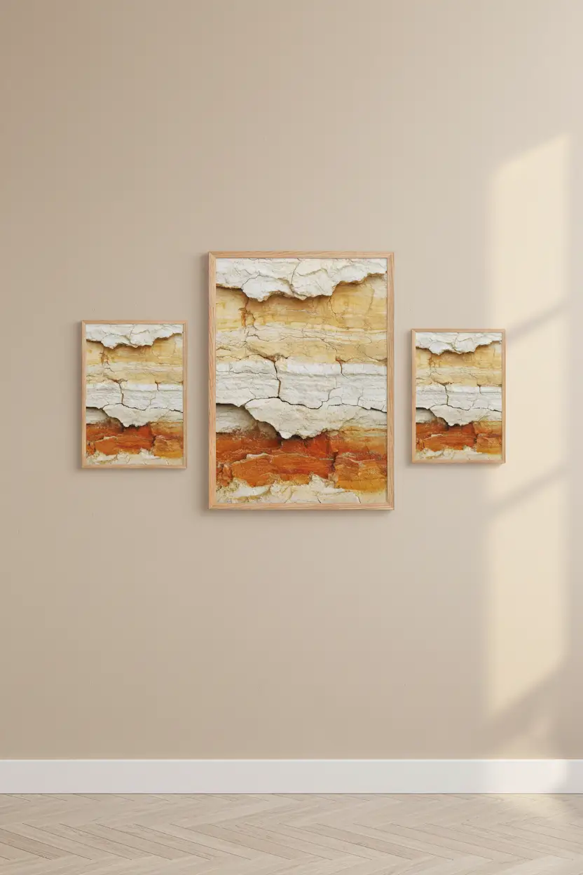 Strates de Falaise — Affiche murale minimaliste ivoire et terracotta texture minérale — affiche murale minimaliste | Cassili-home