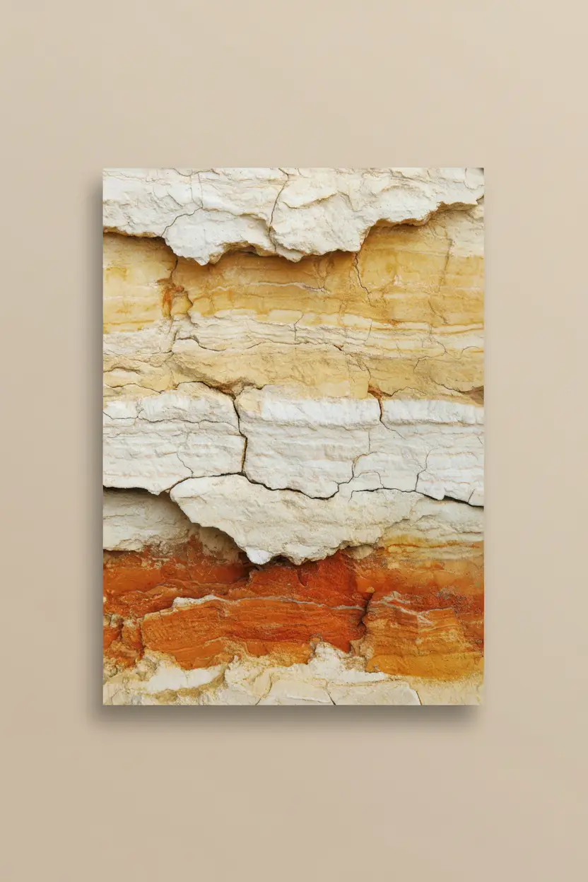Strates de Falaise — Affiche murale minimaliste ivoire et terracotta texture minérale — affiche murale minimaliste | Cassili-home