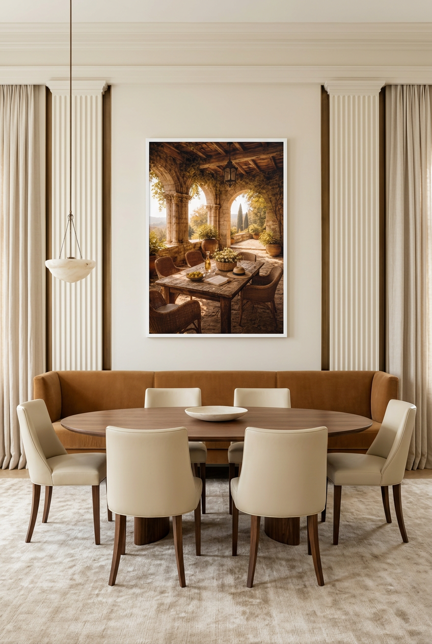 Provence Terrace — poster in a white frame in a dining room