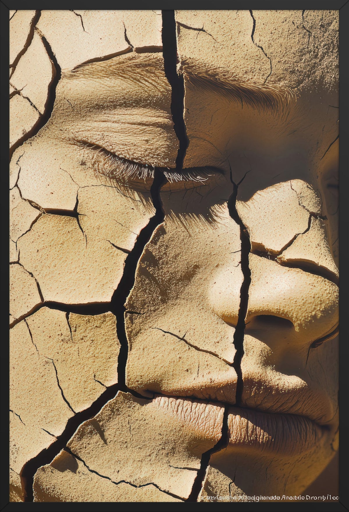 Cracked Earth — poster in a black frame, front view