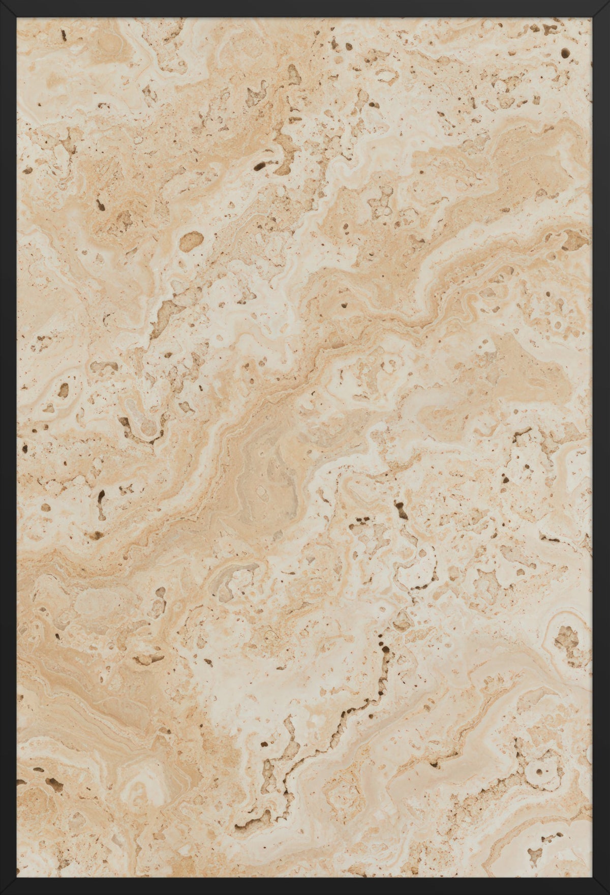 Natural Travertine — poster in a black frame, front view
