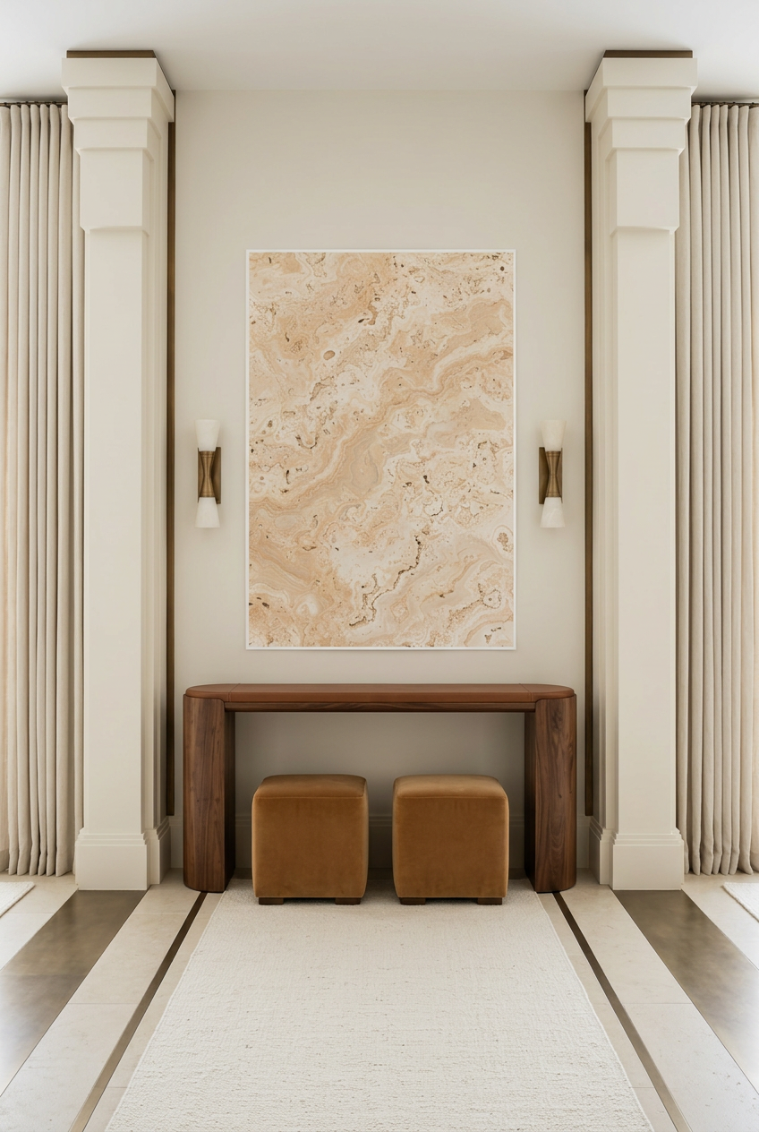 Natural Travertine — unframed poster in an entryway