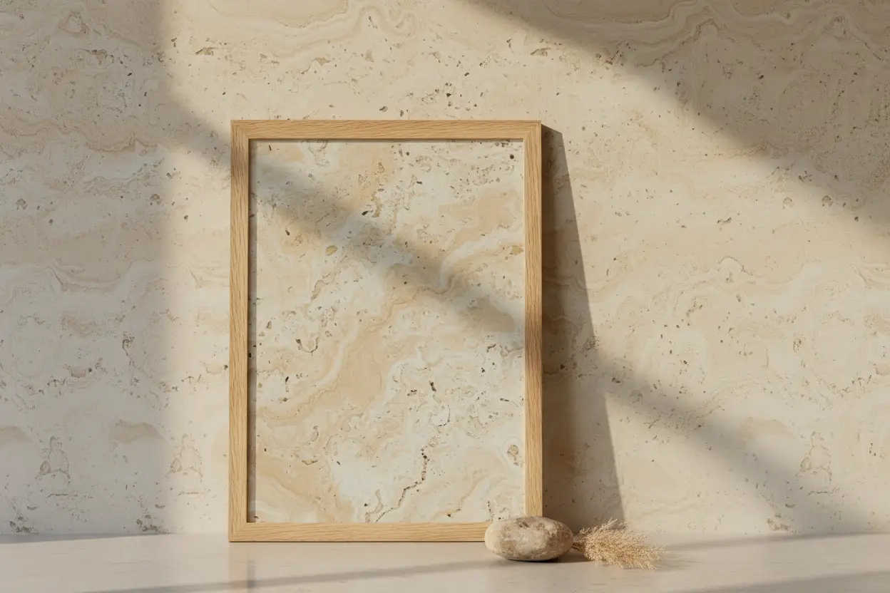 Travertin Naturel — Affiche Murale Minimaliste Beige Et Taupe Texture Minérale Intemporelle — affiche murale minimaliste | Cassili-home