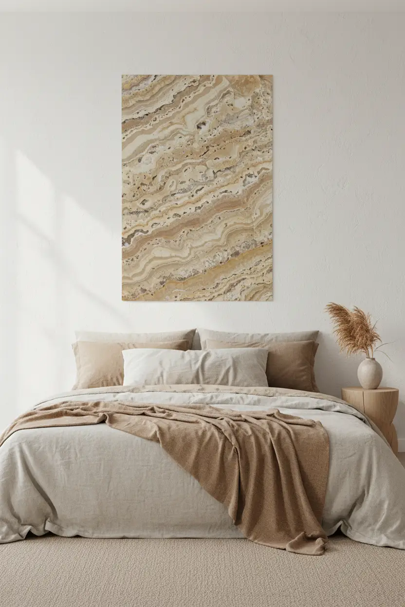 Travertin Veiné — Affiche Murale Minimaliste Beige Texture Minérale — affiche murale minimaliste | Cassili-home
