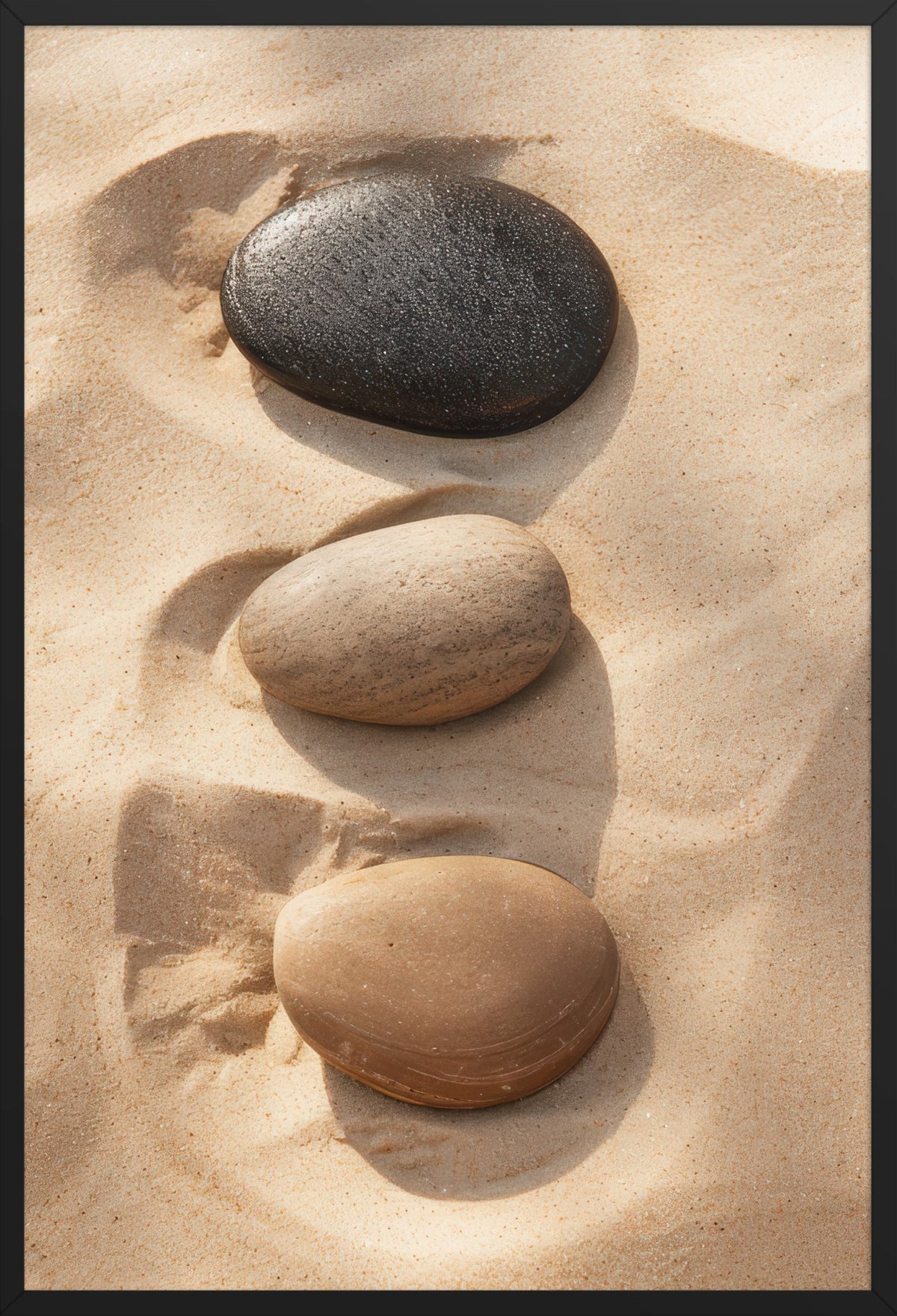 Three Silences — poster in a black frame, front view