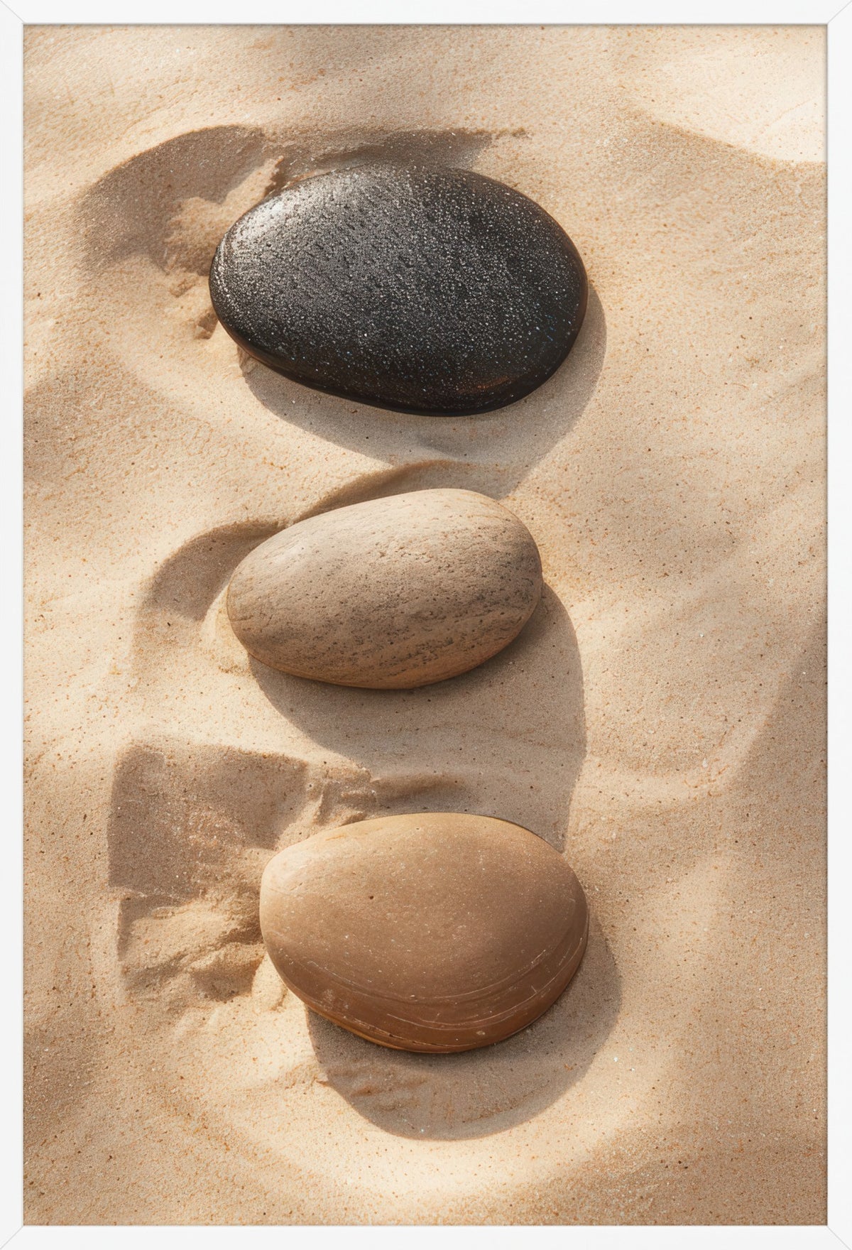Three Silences — poster in a white frame, front view