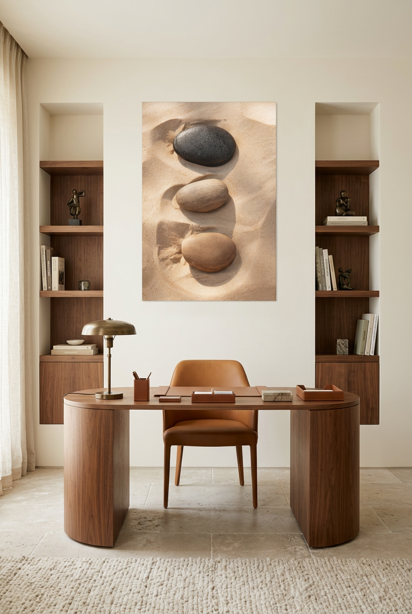 Three Silences — unframed poster in a home office