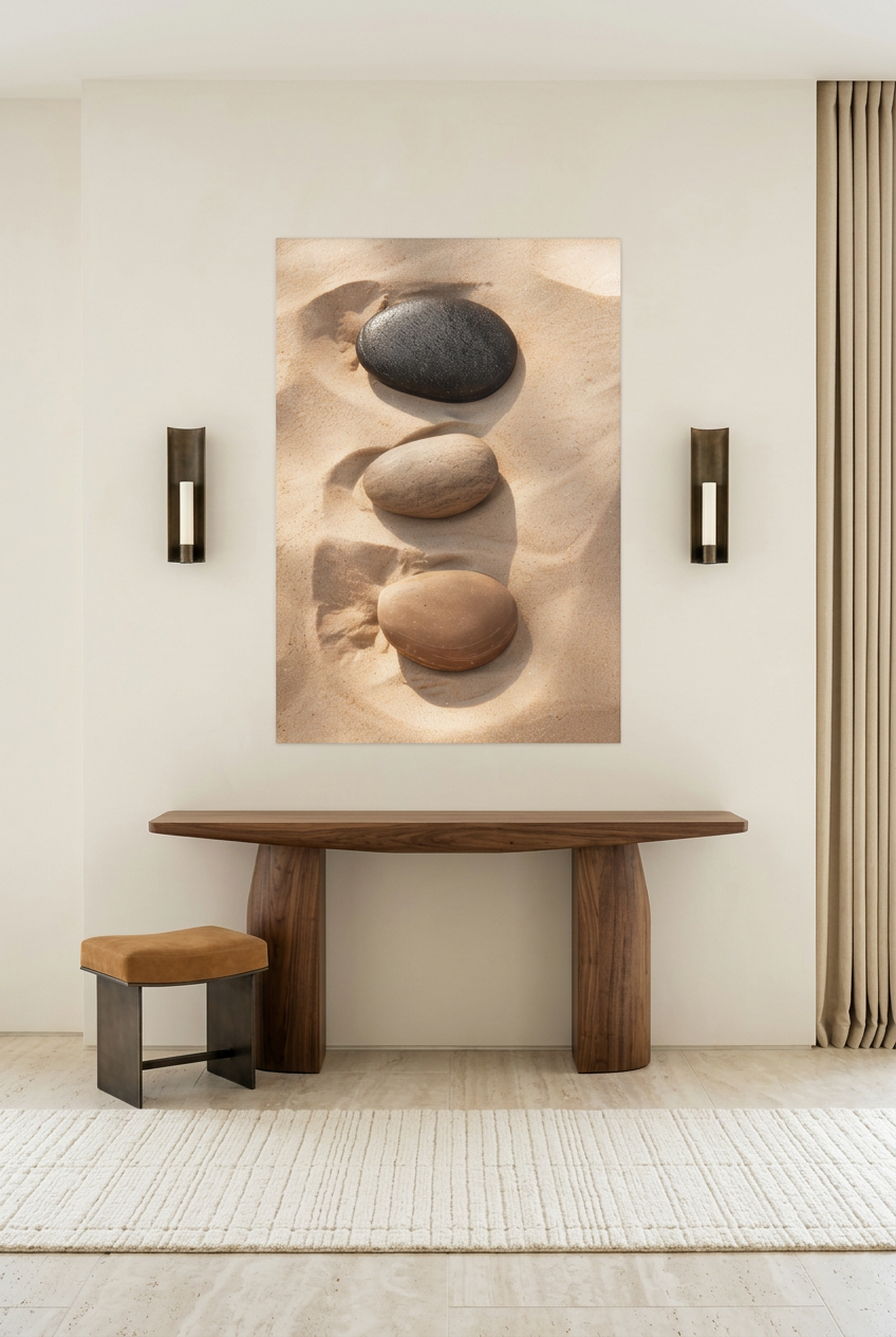 Three Silences — unframed poster in an entryway