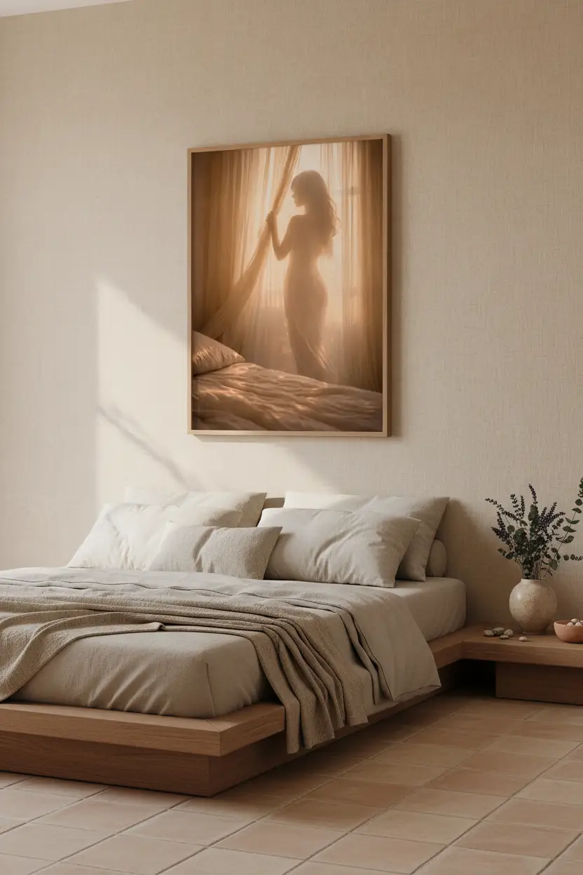 Il Risveglio Dorato — Poster da parete minimalista oro silhouette femminile