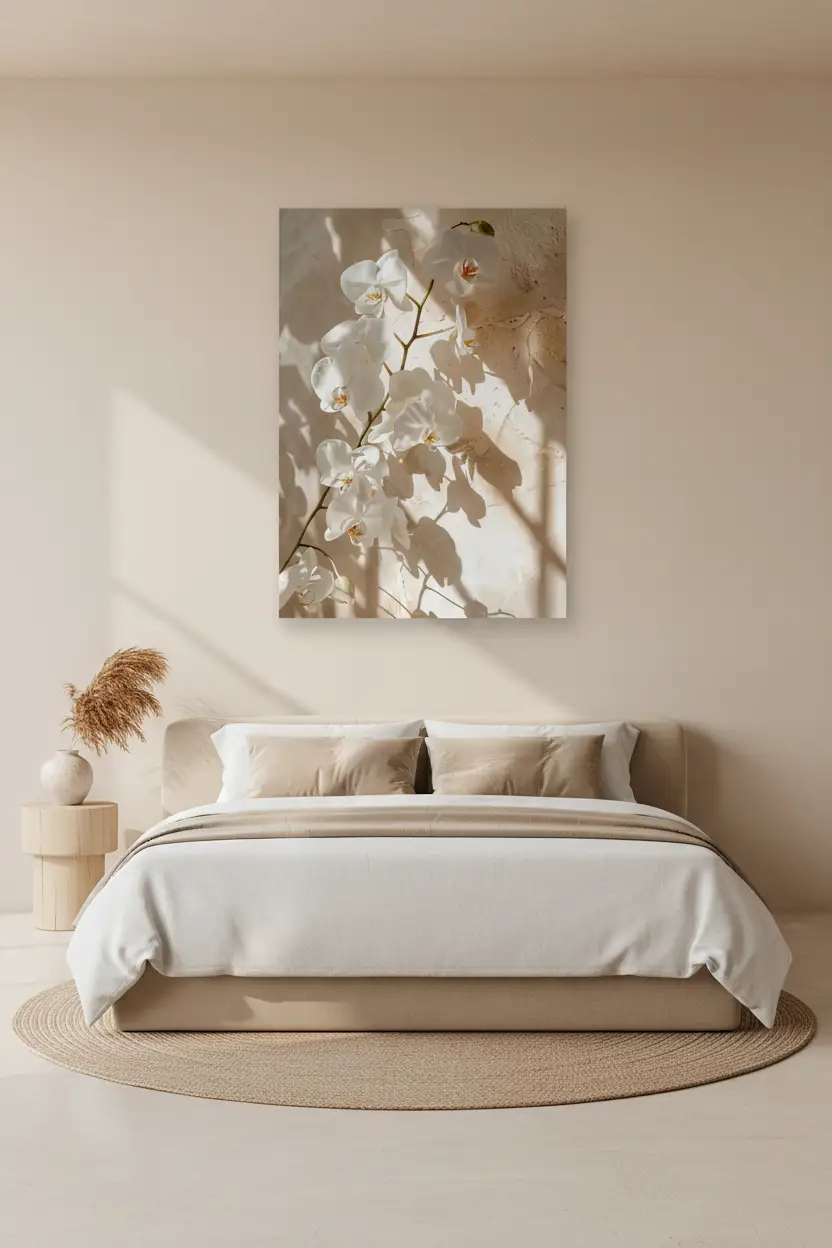 Der Orchideenzweig – Minimalistisches florales Poster in Elfenbein