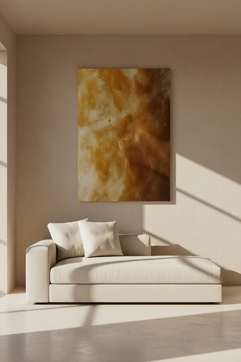 L’Onyx Doré — Affiche murale minimaliste onyx ambré veinures ivoire brun chaud texture minéral — affiche murale minimaliste | Cassili-home