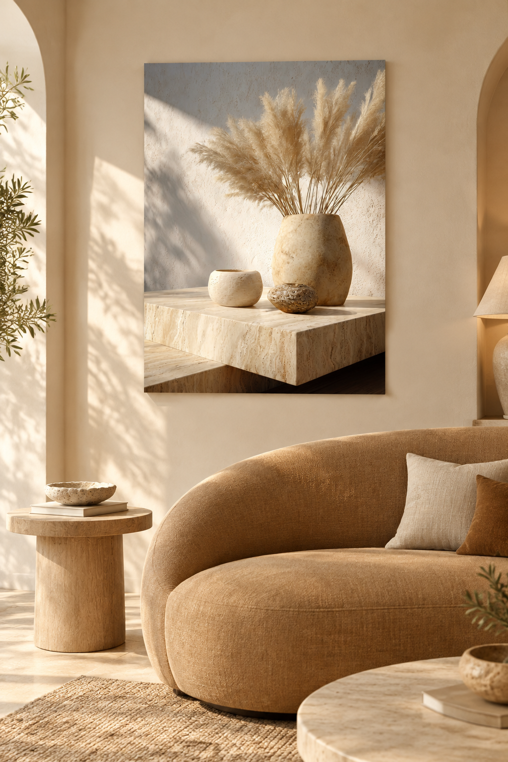The Pampas Bouquet in a Mediterranean living room