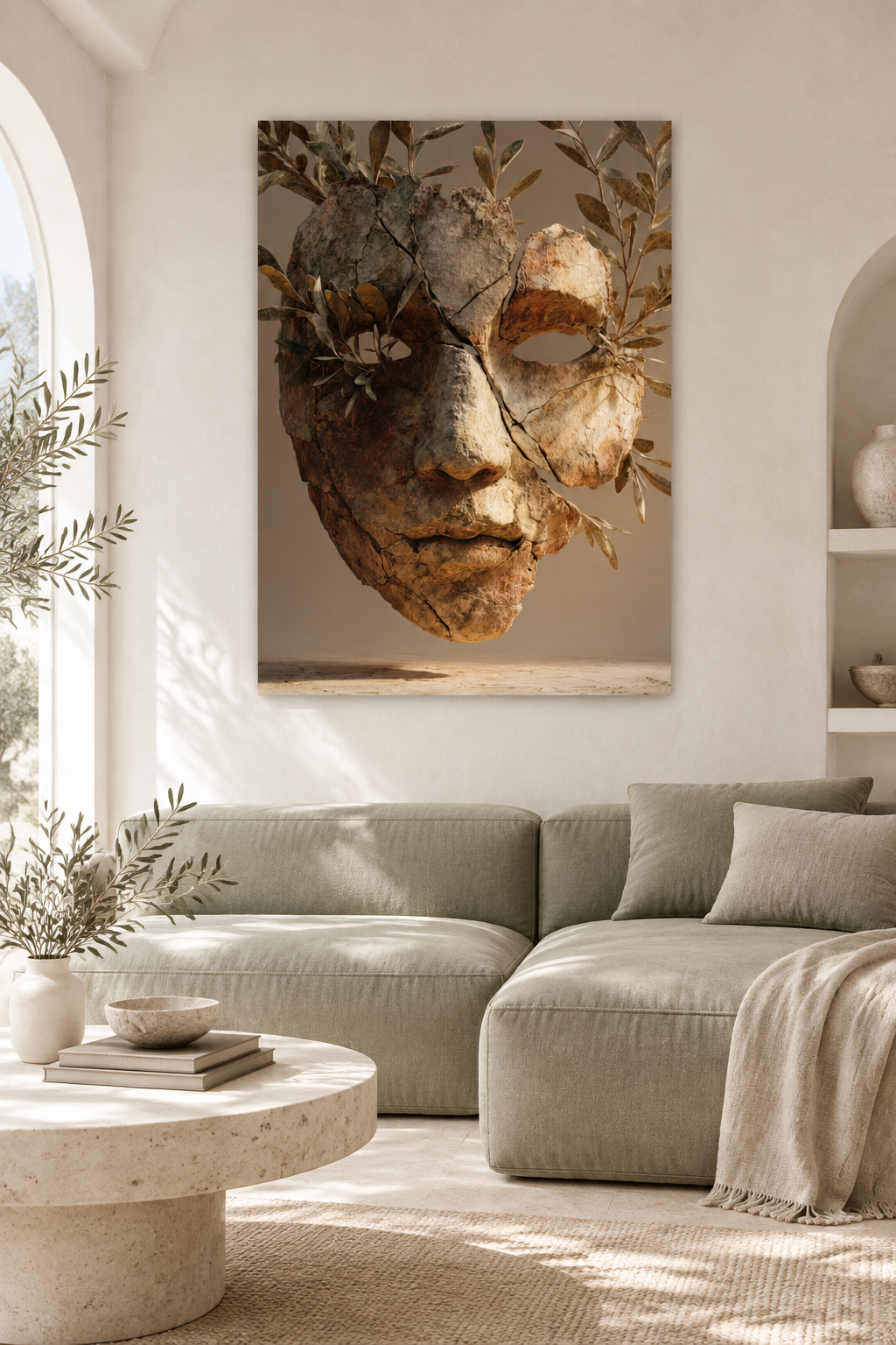 Het Gebroken Masker in een mediterrane woonkamer