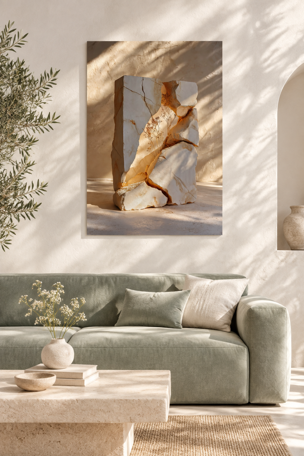 The Split Marble in a Mediterranean living room