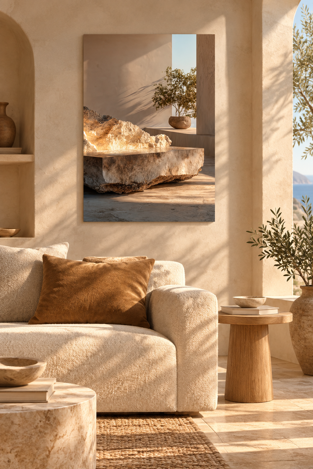 Die Felsbank in einem mediterranen Wohnzimmer