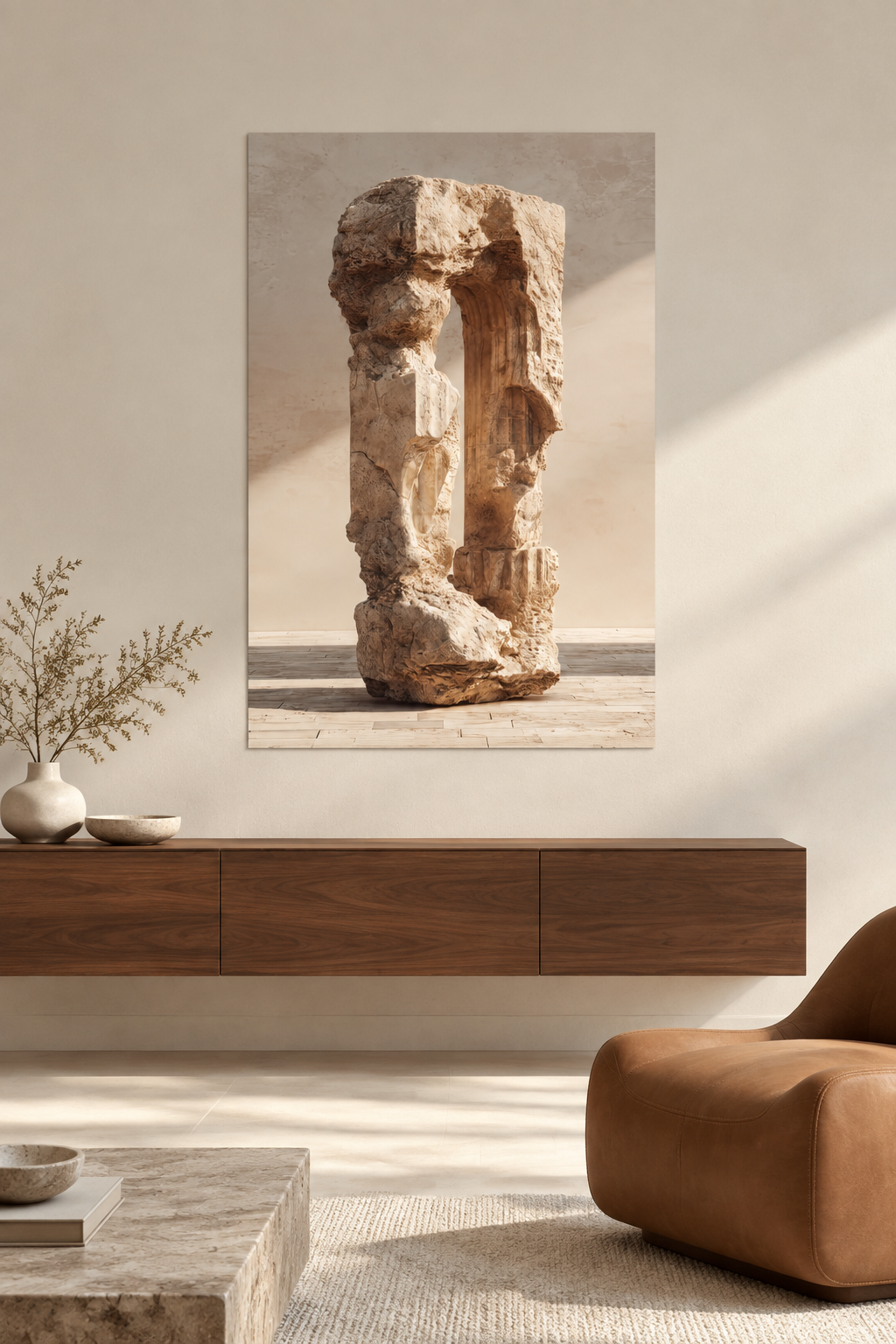 Die gebrochene Säule in einem mediterranen Wohnzimmer
