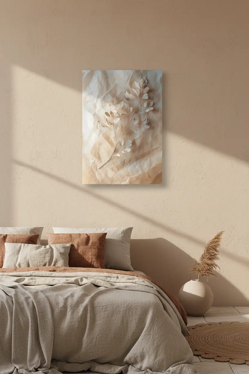 Le Froissé — Affiche murale minimaliste beige ivoire botanique — affiche murale minimaliste | Cassili-home