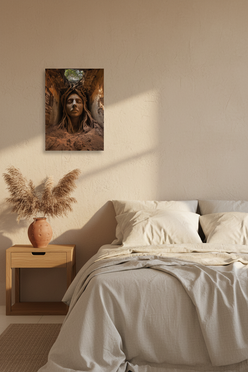 Racines d’Or — Affiche murale minimaliste or et brun visage abstrait — affiche murale minimaliste | Cassili-home