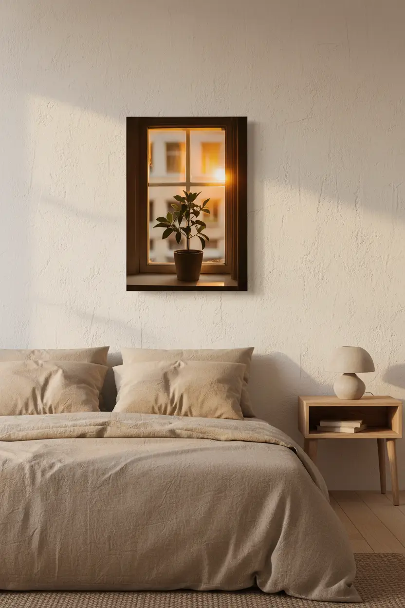 The Evening Plant — Minimalist Golden Plant in Sunlight Wall Poster