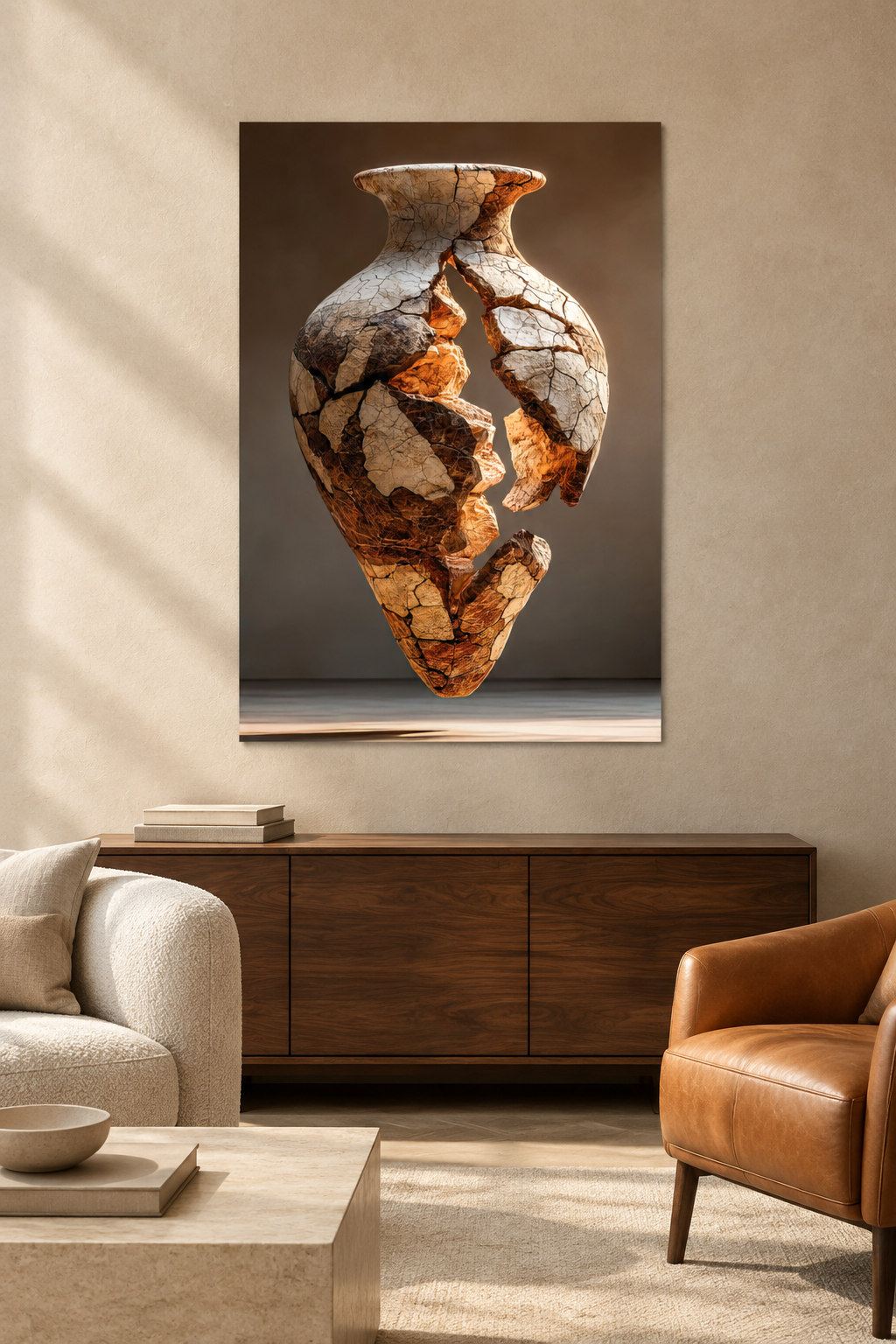 The Crackled Amphora in a Mediterranean living room