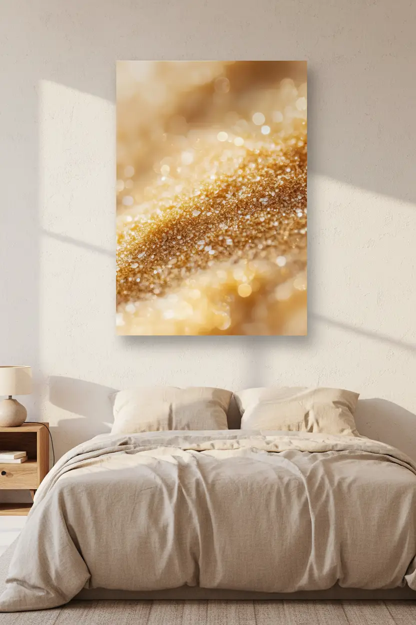 Goldstaub — Minimalistisches Wandbild in Champagner-Gold