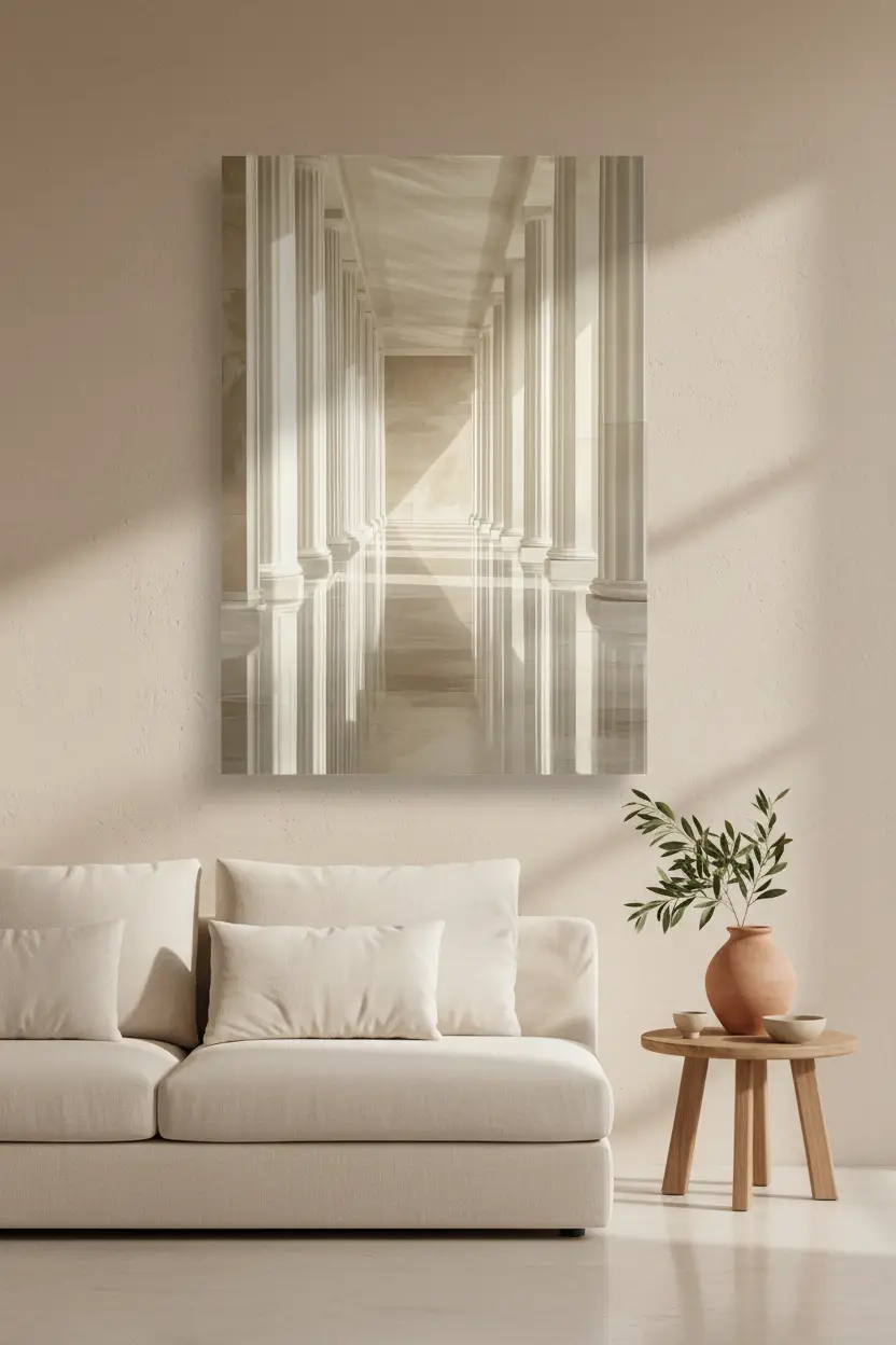 L’Infini — Affiche murale minimaliste beige ivoire colonnade architecture — affiche murale minimaliste | Cassili-home
