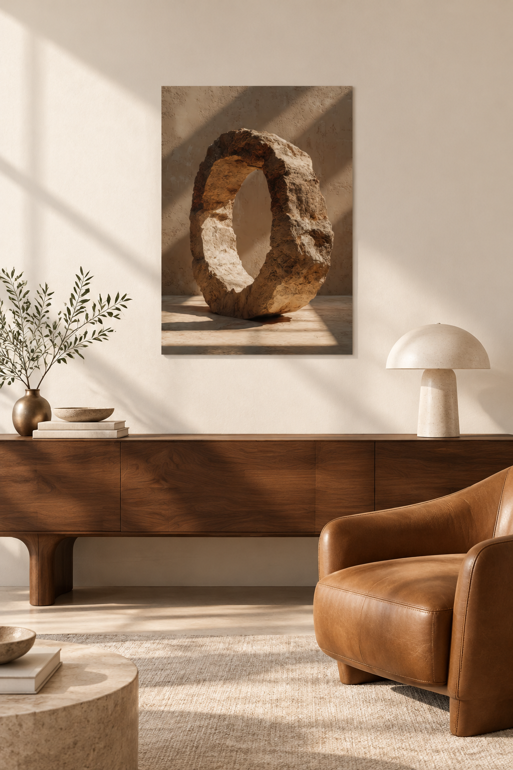 The Pierced Monolith in a Mediterranean living room