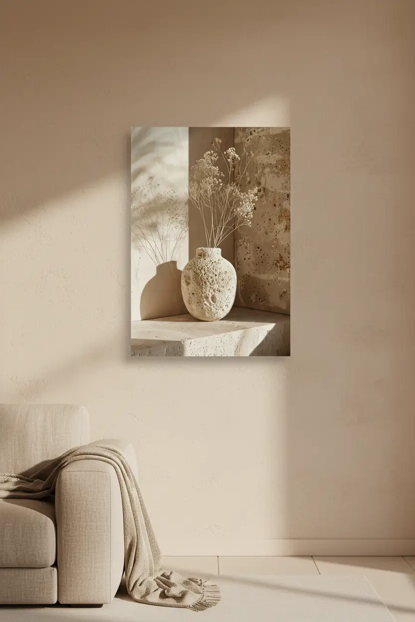 De Koraalvaas — Minimalistische muurposter ivoor koraal  