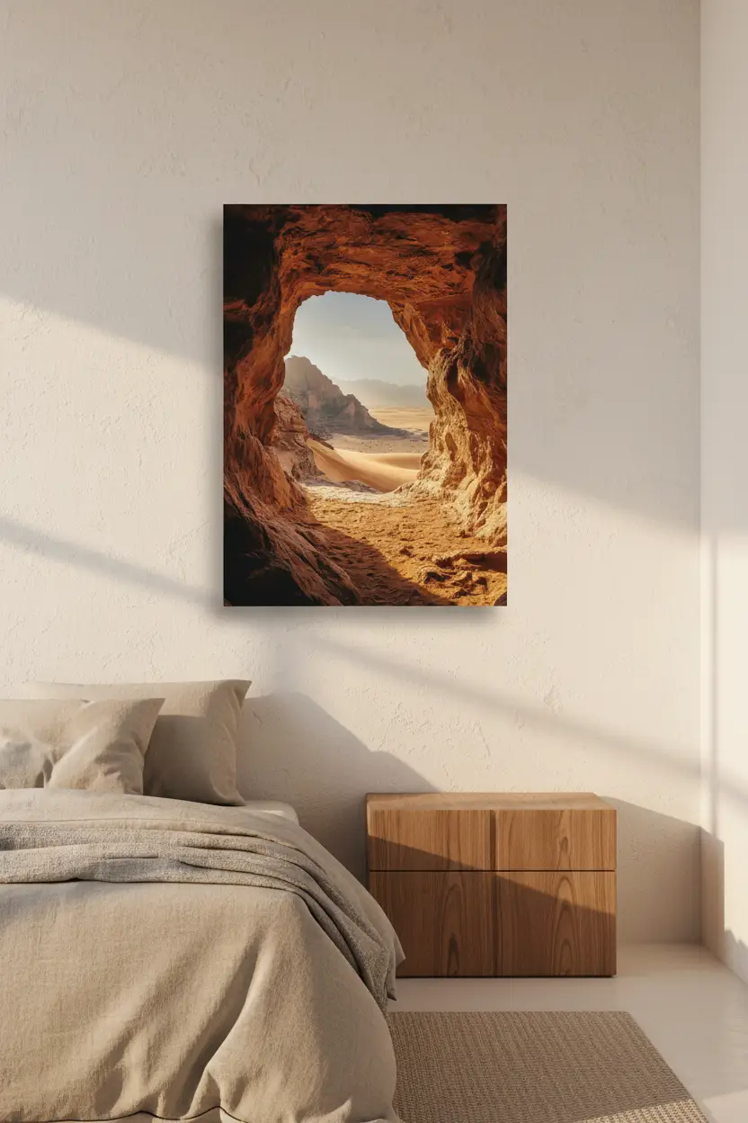 L'Œil du Désert — Affiche murale minimaliste roche terracotta sable — affiche murale minimaliste | Cassili-home