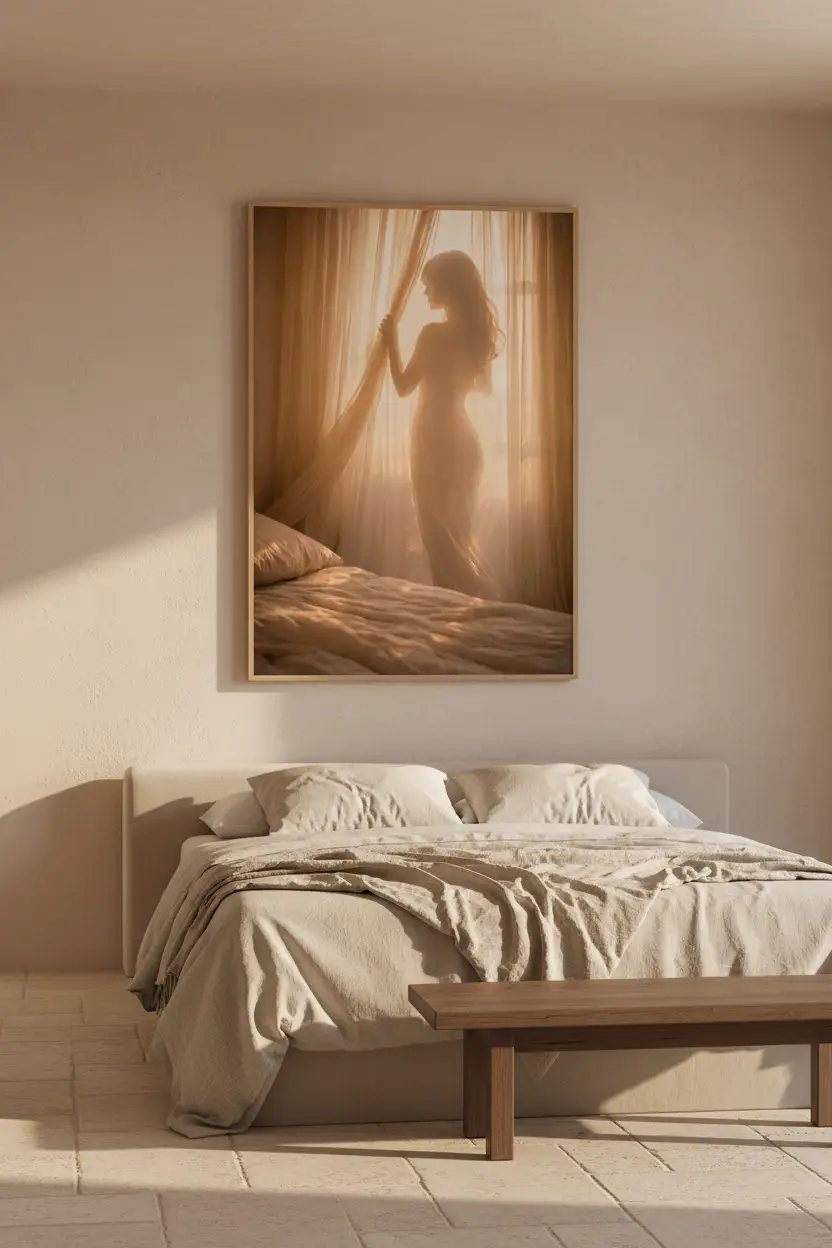 Il Risveglio Dorato — Poster da parete minimalista oro silhouette femminile