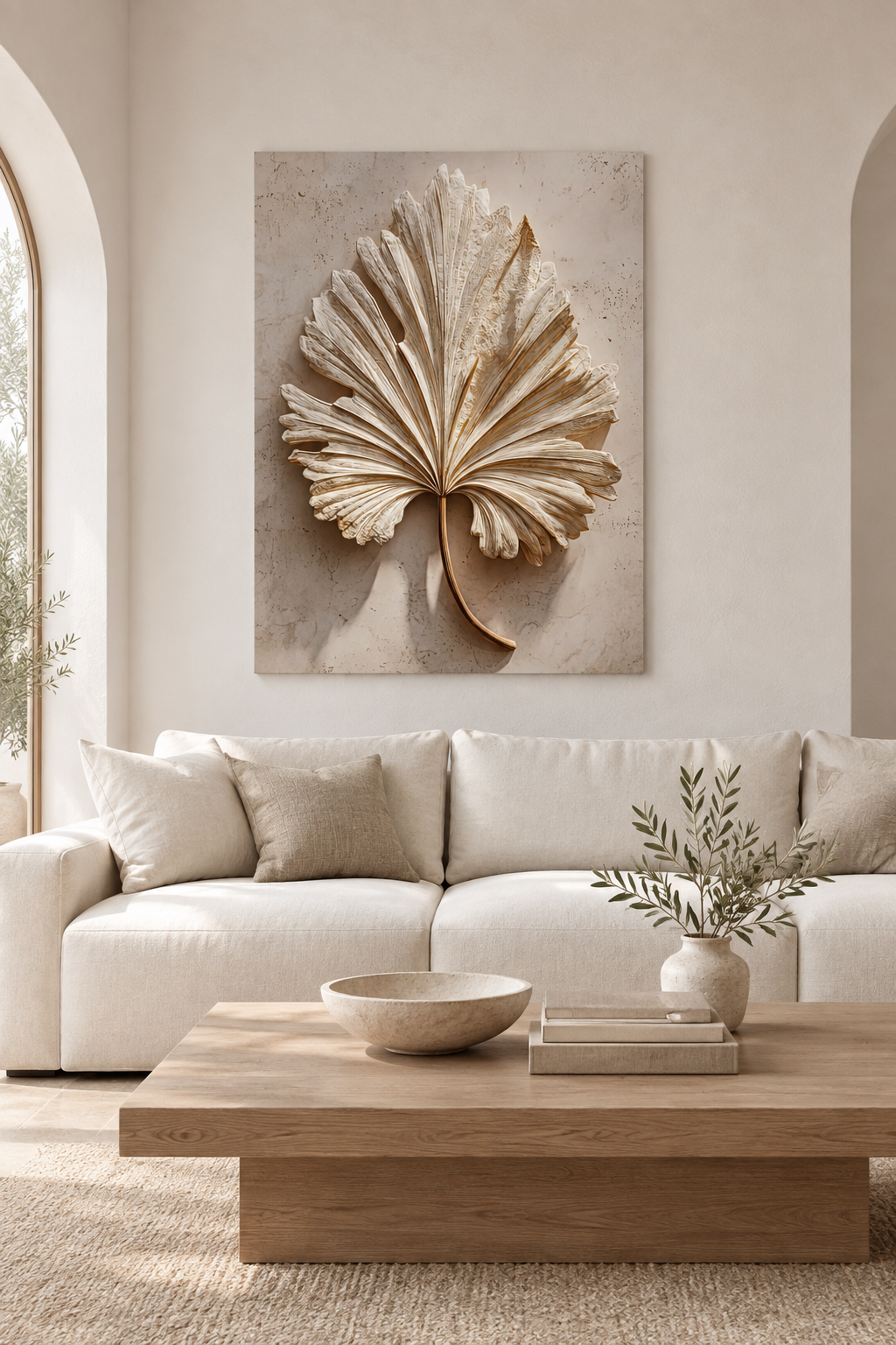 The Palm in Relief in a Mediterranean living room
