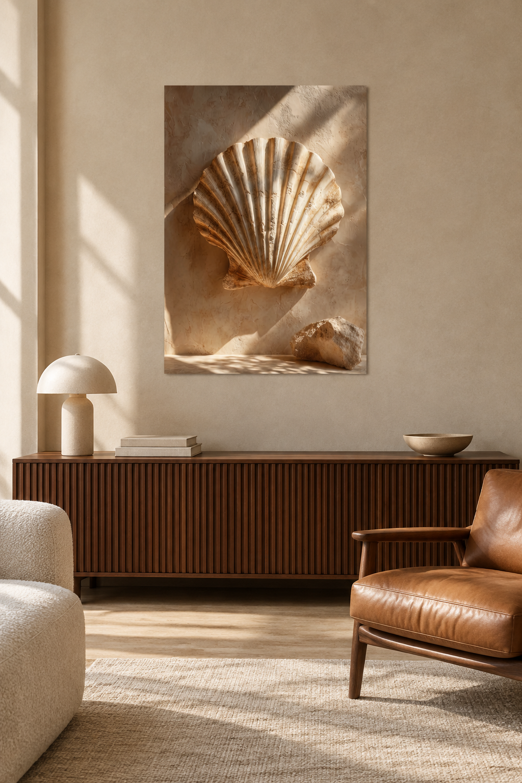 Die Steinmuschel in einem mediterranen Wohnzimmer