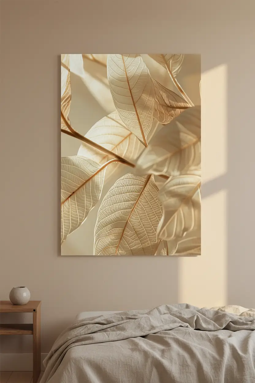 L’Or des Feuilles – Minimalistisches Wandposter Champagner Goldblätter