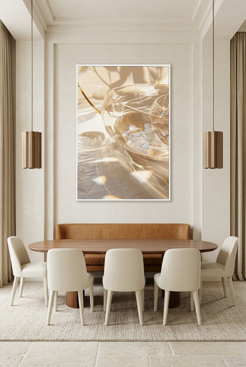 Le Prisme — poster in a white frame in a dining room