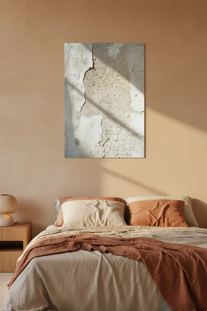 La Fissure — Affiche murale minimaliste beige et gris enduit craquele — affiche murale minimaliste | Cassili-home