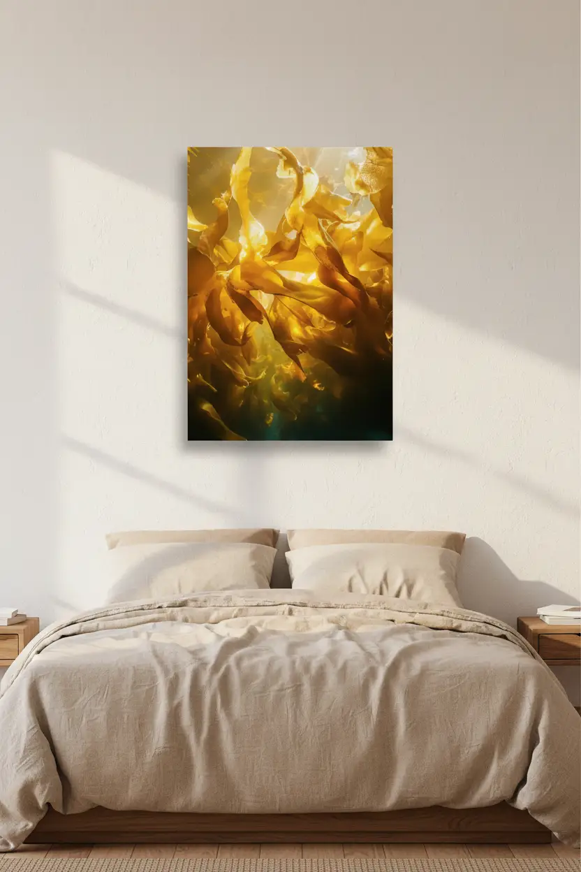 La Forêt d'Ambre — Affiche murale minimaliste algues or ambre lumière sous-marine — affiche murale minimaliste | Cassili-home