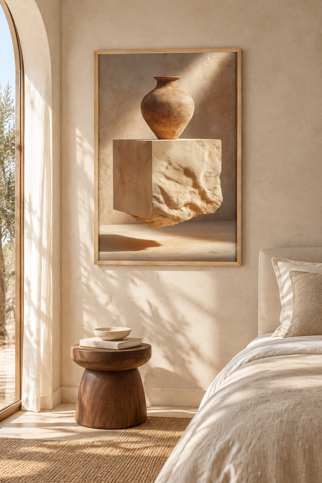 The Vase on the Rough Block in a bedroom