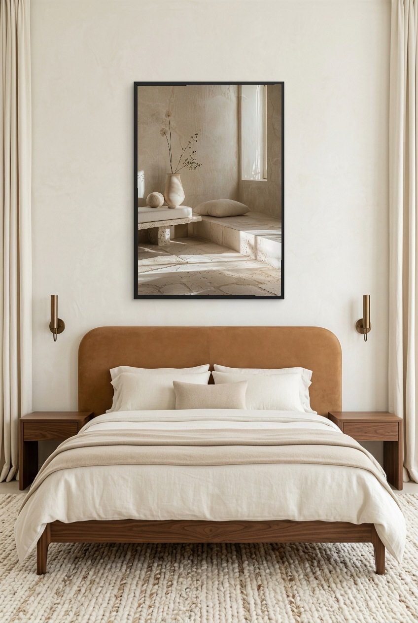 Le Salon de Travertin — poster con cornice nera in una camera da letto