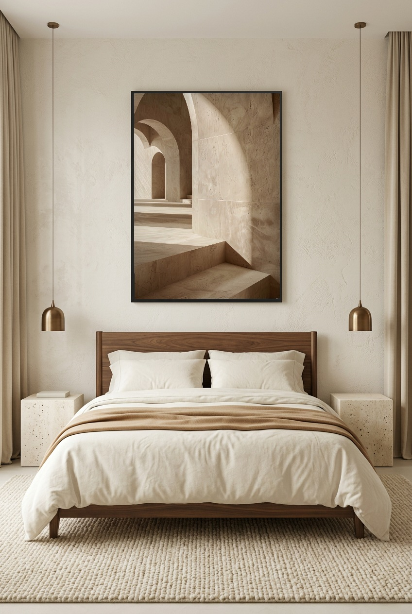 Le Passage Voûté — poster com moldura preta num quarto