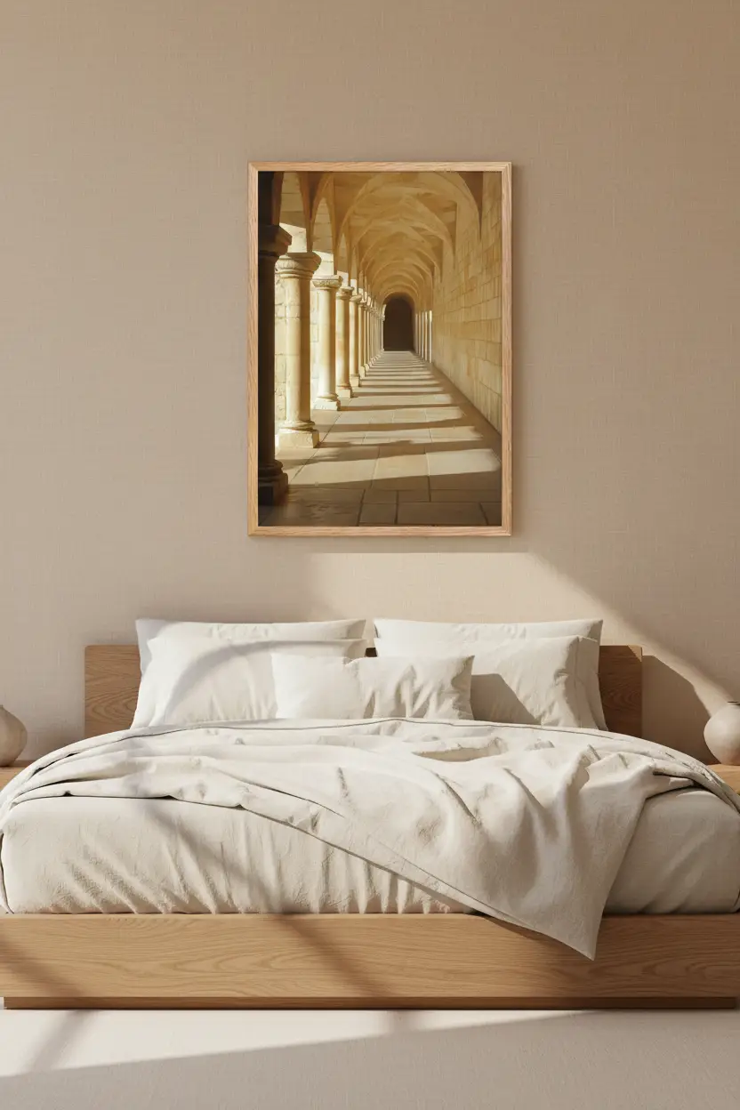 The Roman Arcade — Golden minimalist wall poster arches columns