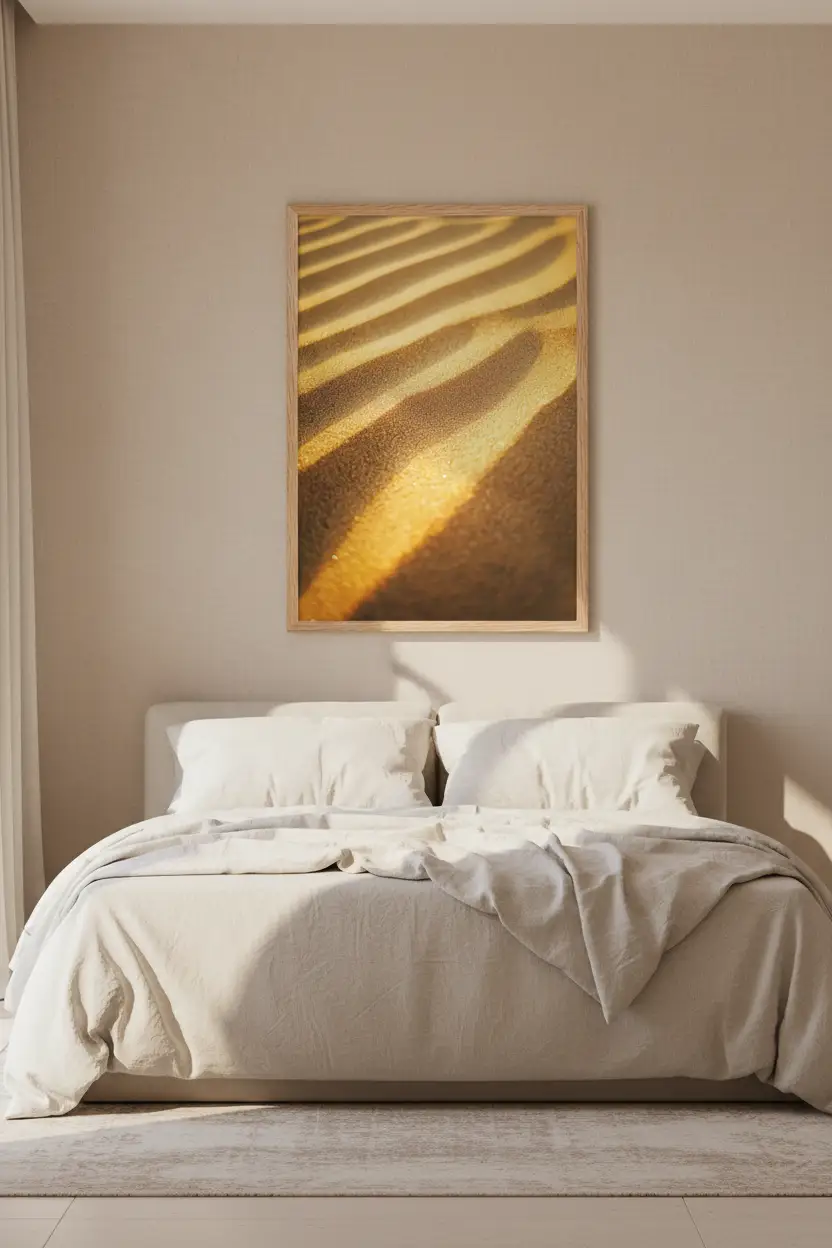 Golden Furrows — Minimalist golden ripples mineral wall poster