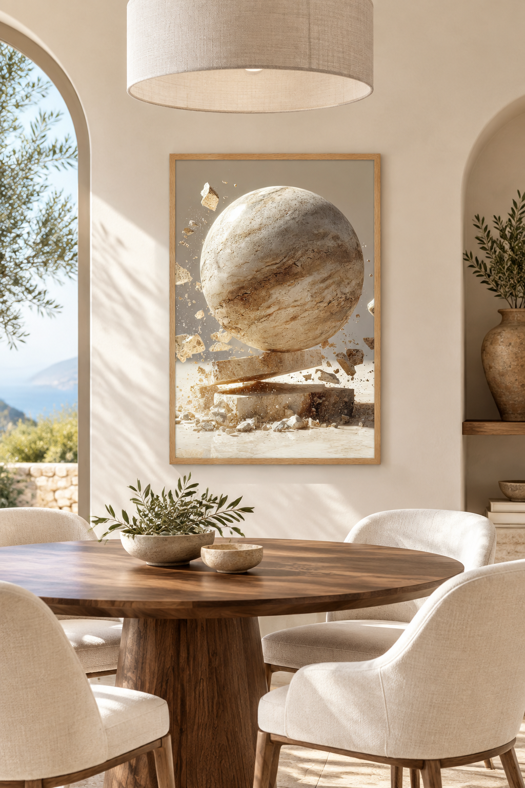 The Sphere and the Shard in a dining room