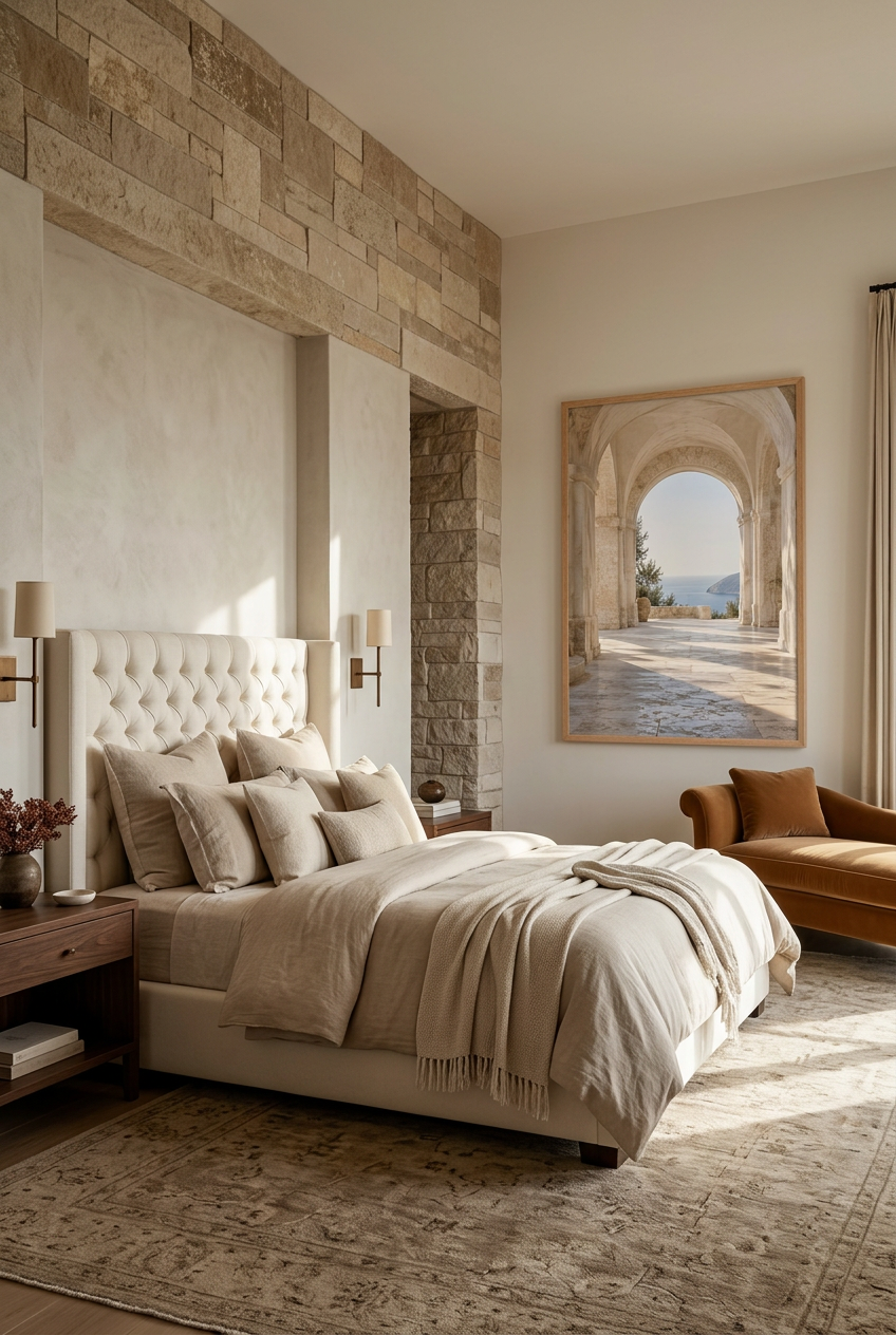 The Open Vault — poster in a solid oak frame in a bedroom