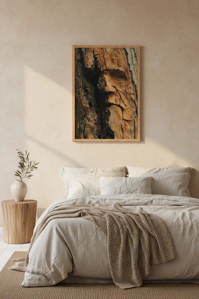 L'Écorce Vivante — Minimalist gold brown abstract face wall poster