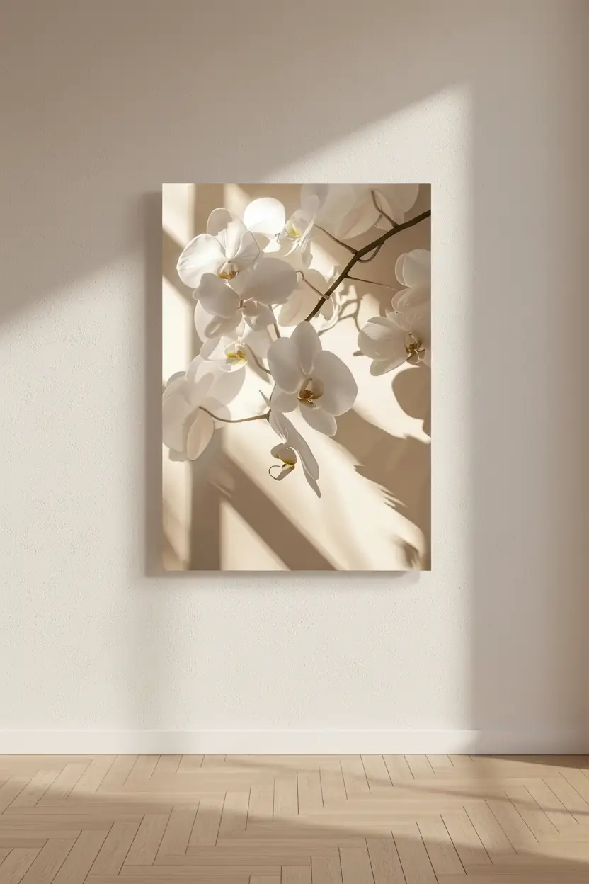The Light Orchid — Ivory minimalist orchid wall poster