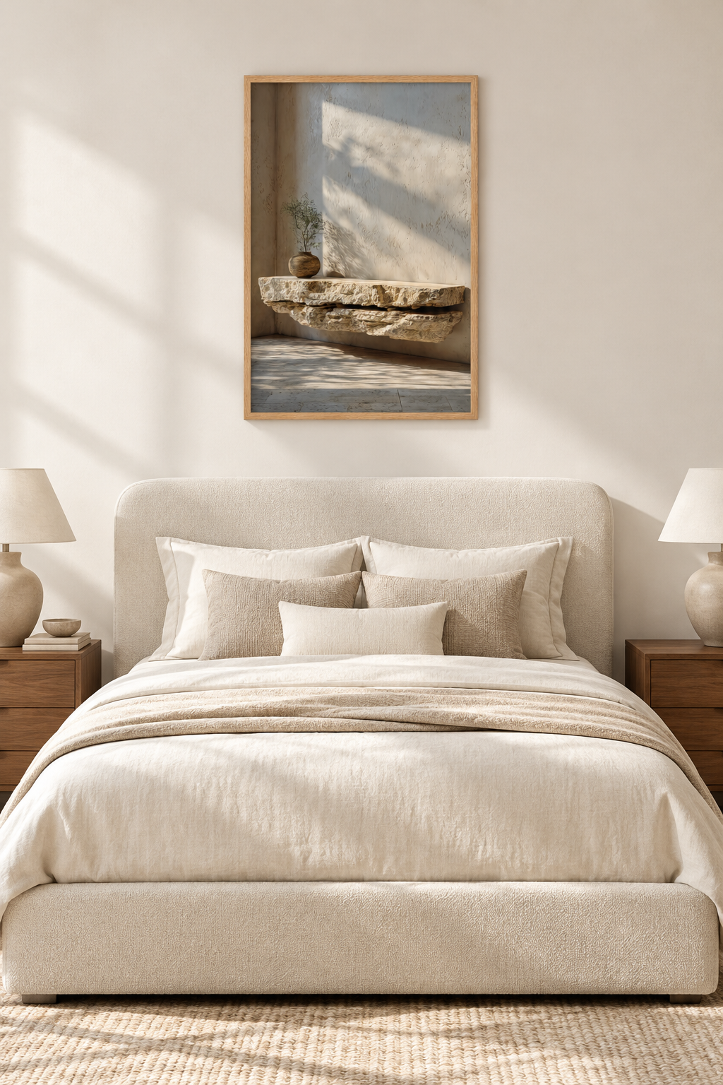 The Travertine Shelf in a bedroom