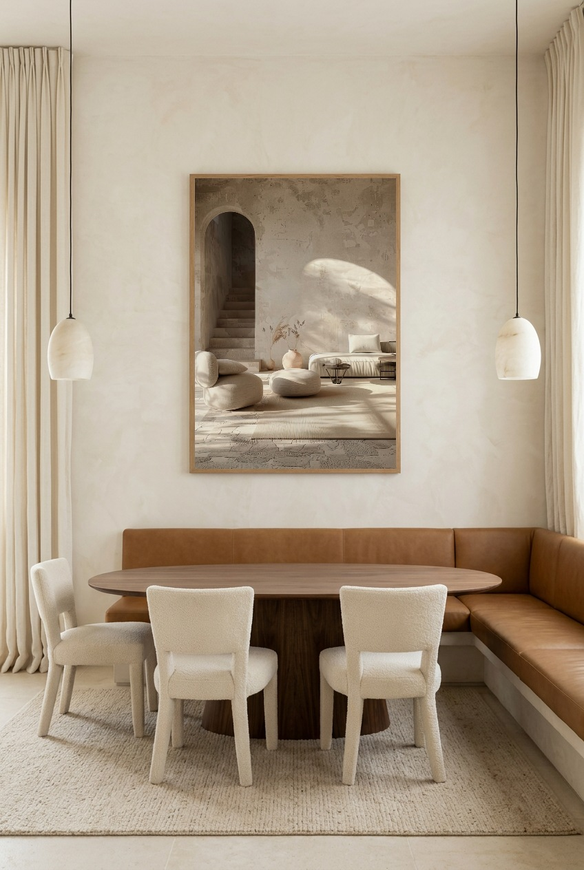 Le Salon de l’Arche — poster con cornice in rovere in una sala da pranzo