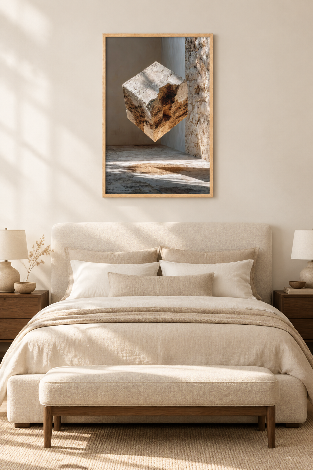 Il Cubo di Travertino in una camera da letto