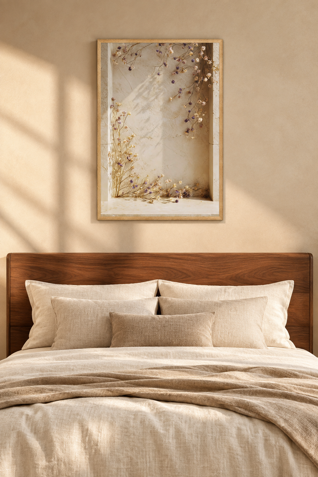 Die wilde Girlande in einem Schlafzimmer