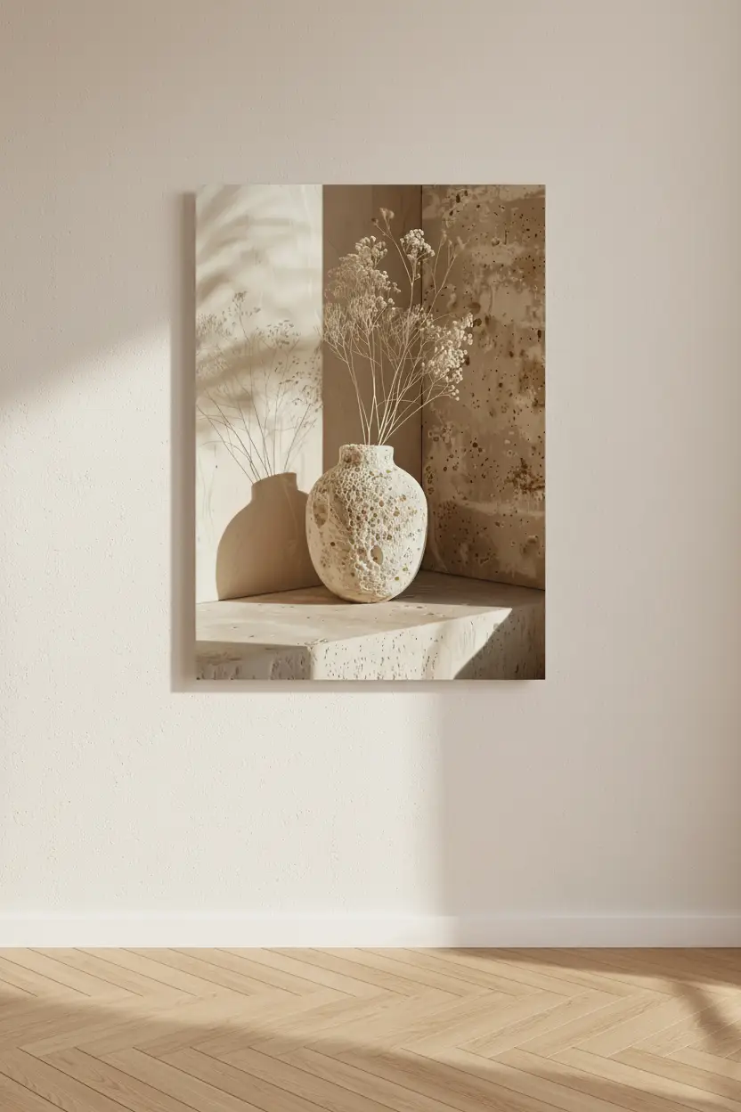 De Koraalvaas — Minimalistische muurposter ivoor koraal  